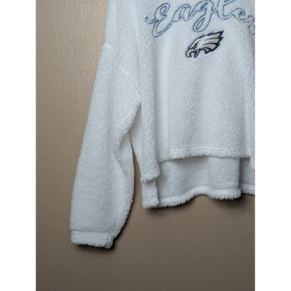 NFL Sherpa Hoodie Women XL White Philadelphia Eagles Gameday Fleece Pullover - Picture 9 of 15